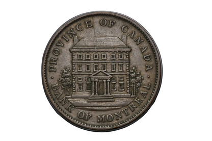 1842 Bank of Montreal Half Penny Copper Token Province of Canada - Canada 1842 Bank of Montreal 1/2 Penny Token Coin