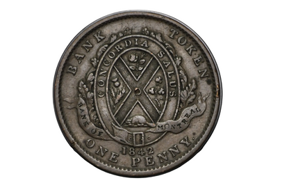 1842 Bank of Montreal Half Penny Copper Token Province of Canada - Canada 1842 Bank of Montreal 1/2 Penny Token Coin