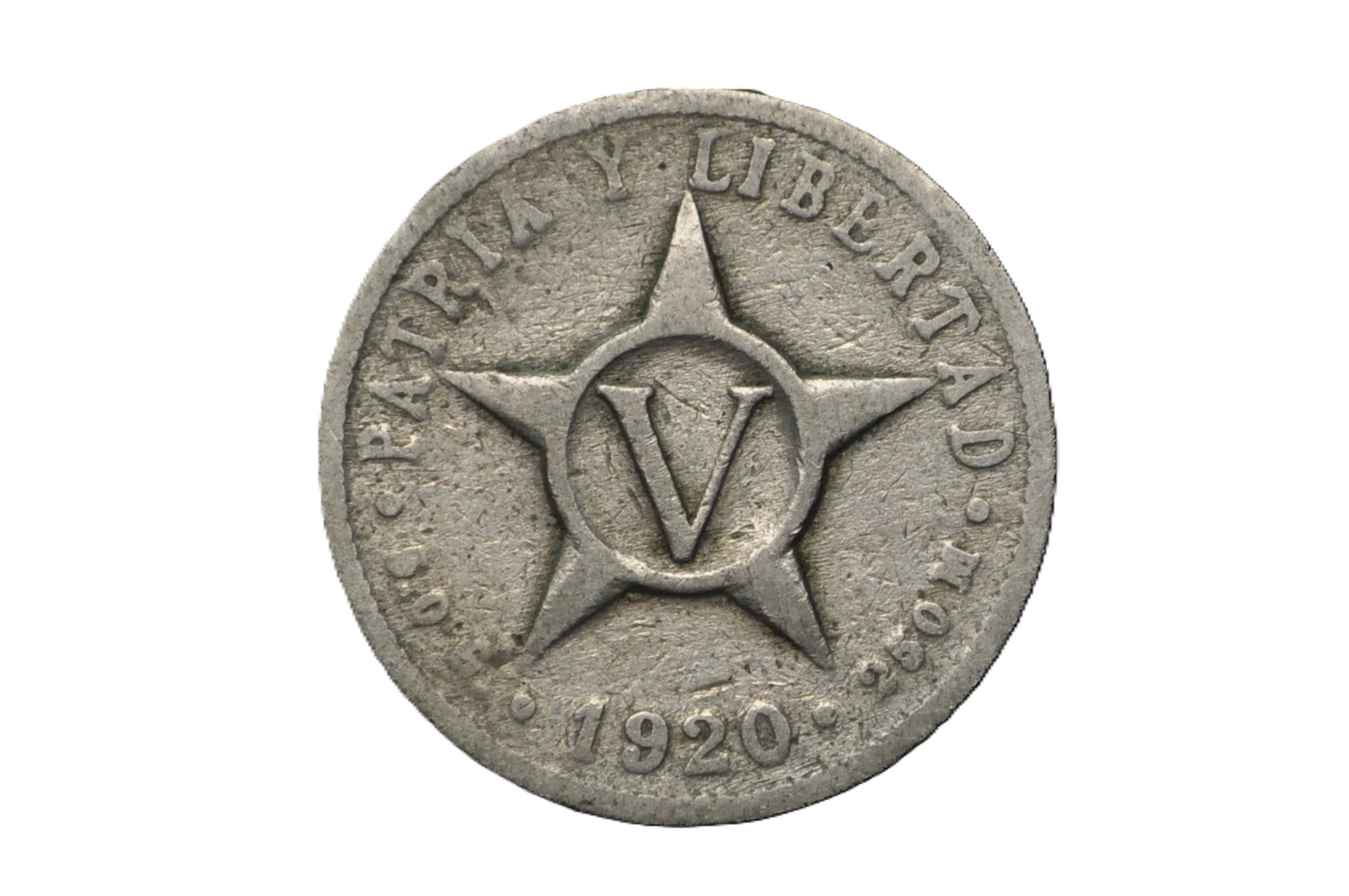 1920 Cuba 5 Centavos - First Republic of Cuba - Cuba Cinco Centavos