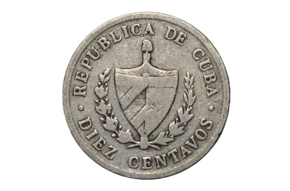 Rarer Silver 1920 Cuba Diez Centavos - First Republic of Cuba - Cuban Coins
