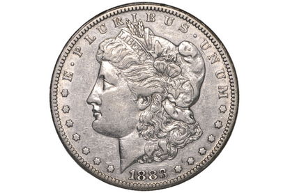 obverse of an 1883 carson city mint morgan dollar with AU details