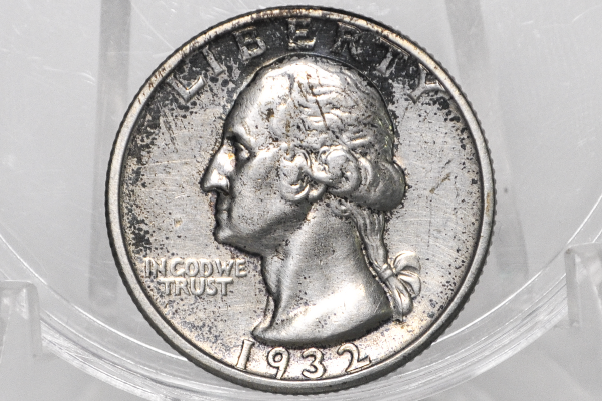 1932-S Washington Silver Quarter - AU Details, Cleaned - San Francisco Mint - Key Date Quarter 1932 S - 1932 S Quarter Collection
