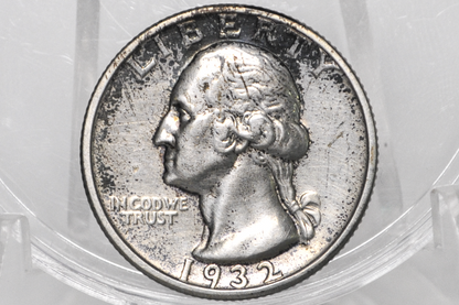 1932-S Washington Silver Quarter - AU Details, Cleaned - San Francisco Mint - Key Date Quarter 1932 S - 1932 S Quarter Collection