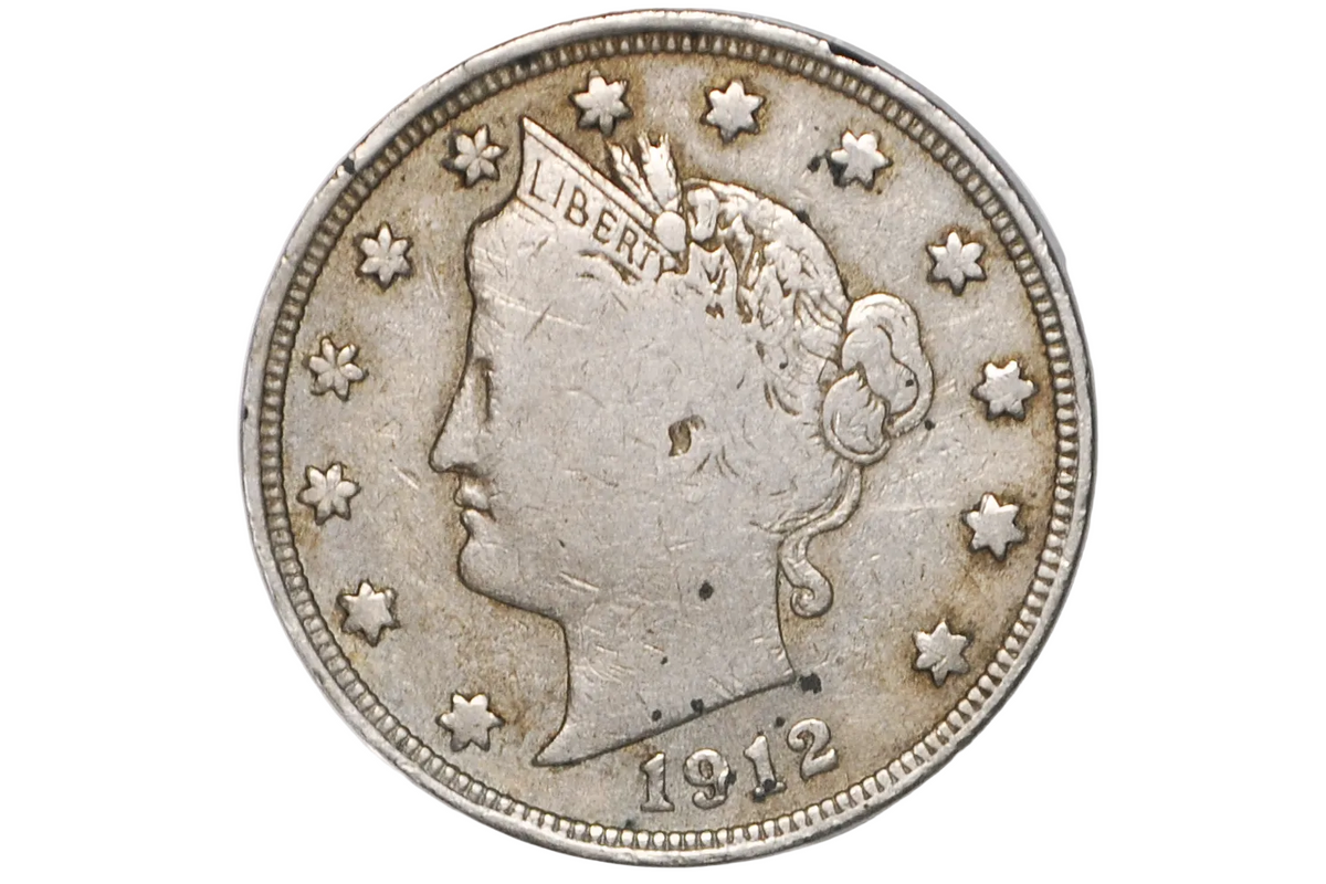 1912-S Liberty Head Nickel, The Key Date - Fine - San Francisco Mint - Liberty Nickel 1912S, Very Rare Coin, Only 238,000 Made! (Copy)