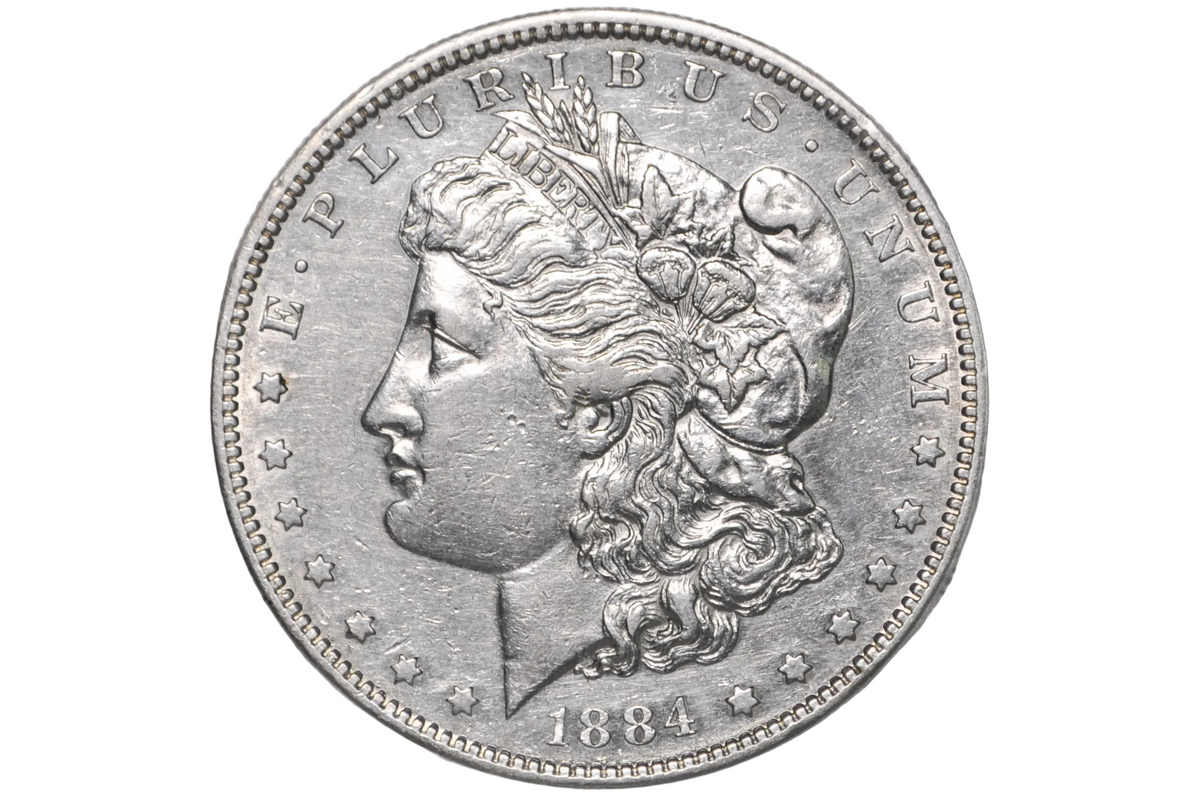 1884-S Morgan Silver Dollar - AU Detail, Cleaned - Semi-Key Date - San Francisco Mint - 1884 S Mint Morgan Dollar 1884S, Low Mintage