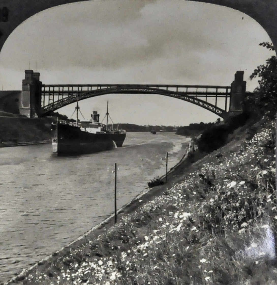 Antique Keystone Stereoview of the Kiel Ship Canal, Germany - No. 30060T - 1920s Rare World Tour Series German Canal Photo Card