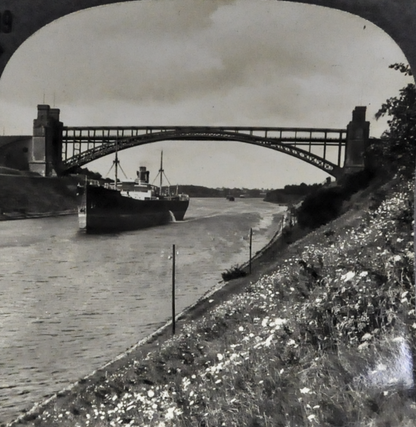 Antique Keystone Stereoview of the Kiel Ship Canal, Germany - No. 30060T - 1920s Rare World Tour Series German Canal Photo Card