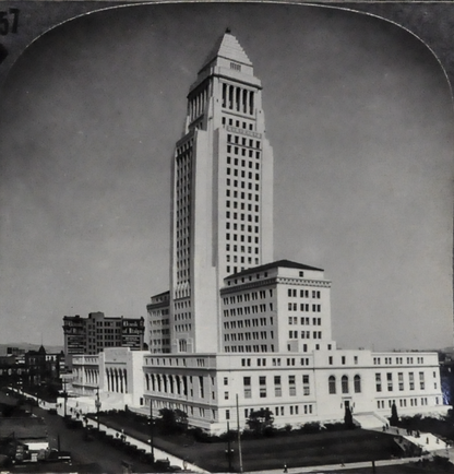 Antique Keystone Stereoview of Los Angeles City Hall in California - No. 32331T - 1920s World Tour Series LA City Hall Building Photo Card