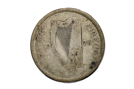 1928 Irish Silver 1 Shilling Coin - Vintage Irish Florin Coin Ireland 1928 UK Shilling - Bull Design