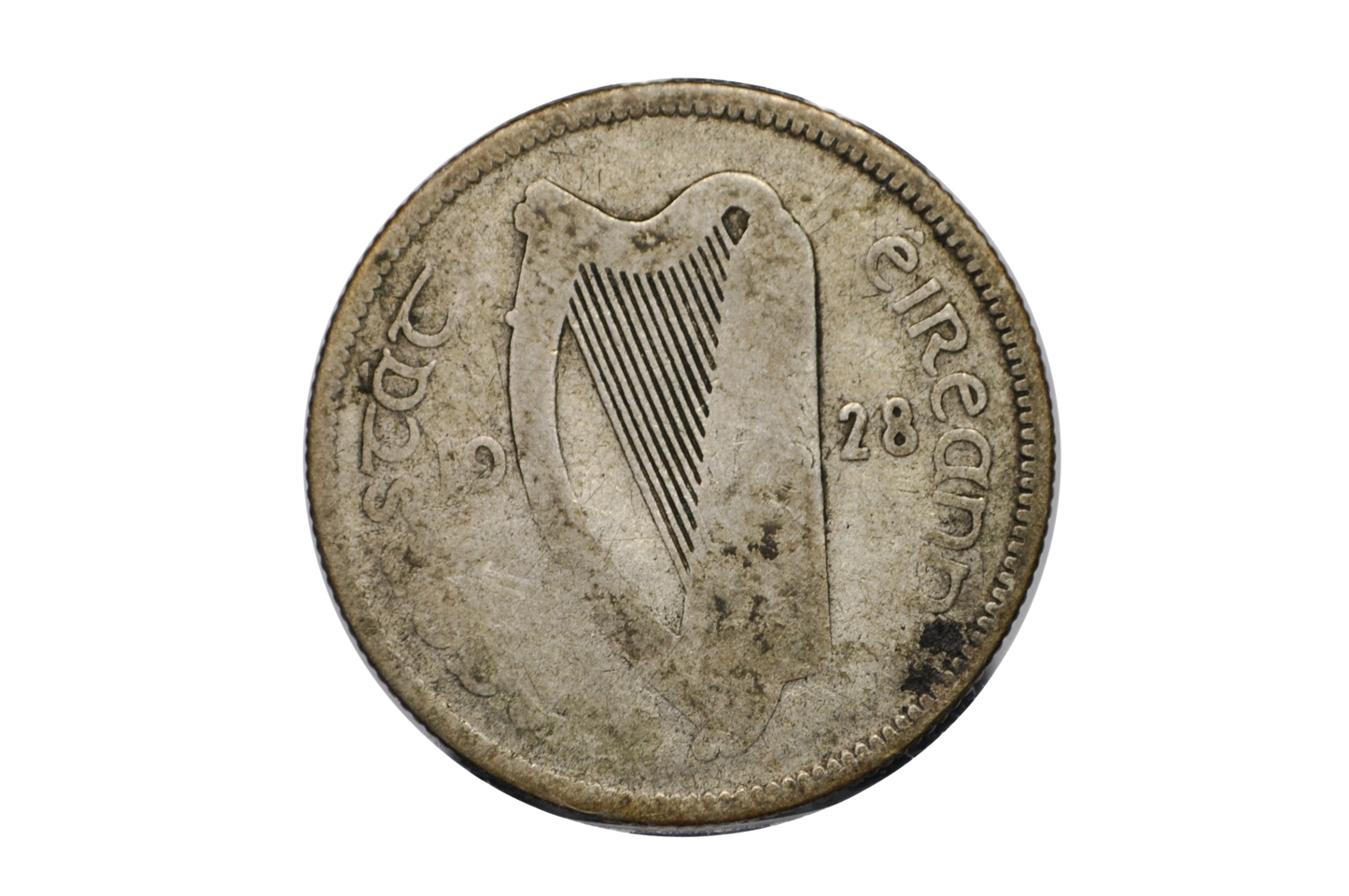 1928 Irish Silver 1 Shilling Coin - Vintage Irish Florin Coin Ireland 1928 UK Shilling - Bull Design