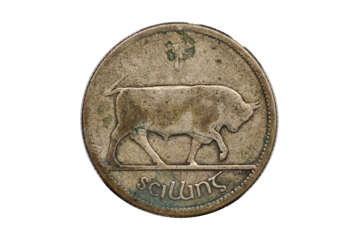 1928 Irish Silver 1 Shilling Coin - Vintage Irish Florin Coin Ireland 1928 UK Shilling - Bull Design