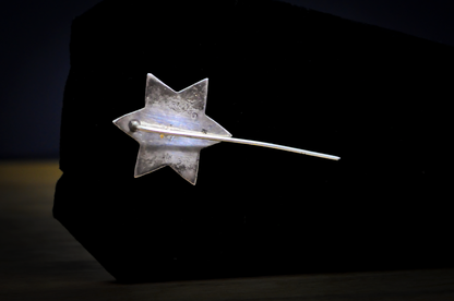Vintage Bell Trading Post Sterling Silver Beveled Stained Glass Six Pointed Star Stick Pin - 2.95 Inches - Stamped and Tested Sterling Silver - Mexican Jewelry