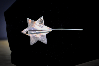 Vintage Bell Trading Post Sterling Silver Beveled Stained Glass Six Pointed Star Stick Pin - 2.95 Inches - Stamped and Tested Sterling Silver - Mexican Jewelry