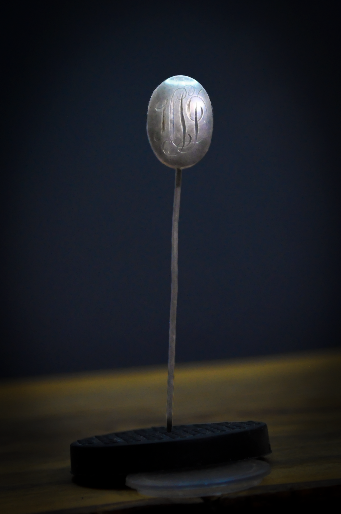 Vintage Sterling Silver  "JSP?" Initials Etched Stick Pin - 2.7 Inches - Stamped and Tested Sterling Silver - Cursive Initial Pin