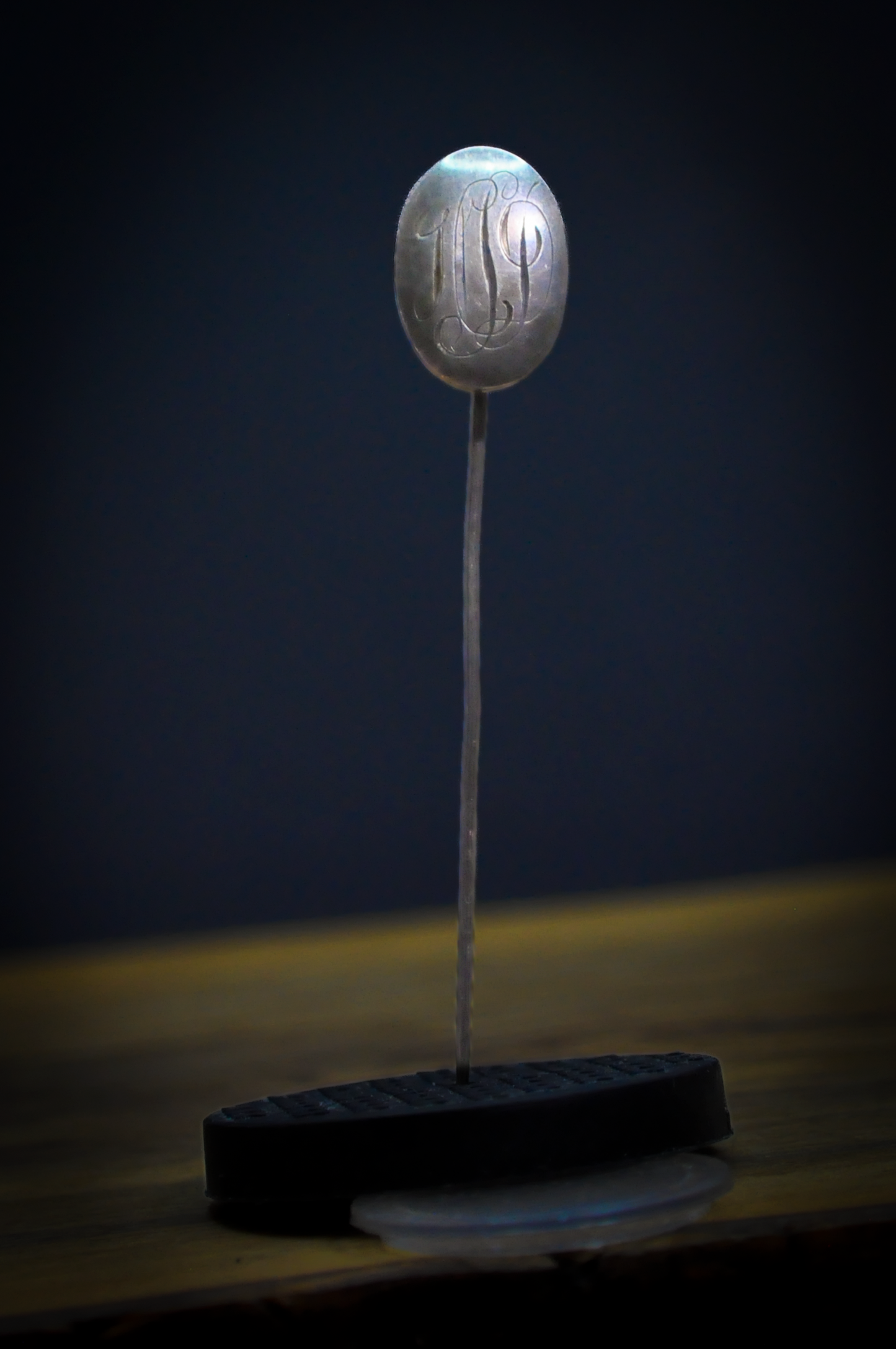 Vintage Sterling Silver  "JSP?" Initials Etched Stick Pin - 2.7 Inches - Stamped and Tested Sterling Silver - Cursive Initial Pin