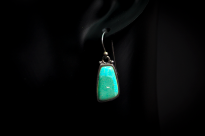 Barse Southwestern Style Turquoise Irregular Rectangle Earrings - Stamped and Tested Sterling Silver - Barse Jewelry
