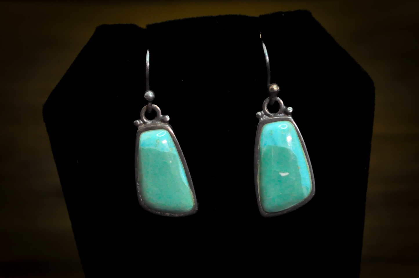 Barse Southwestern Style Turquoise Irregular Rectangle Earrings - Stamped and Tested Sterling Silver - Barse Jewelry