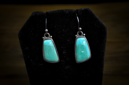 Barse Southwestern Style Turquoise Irregular Rectangle Earrings - Stamped and Tested Sterling Silver - Barse Jewelry