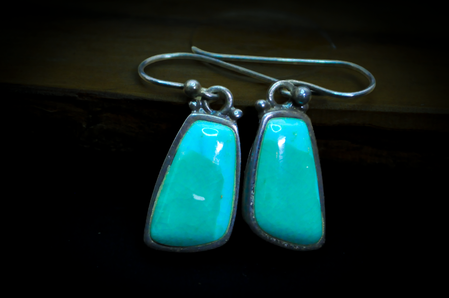 Barse Southwestern Style Turquoise Irregular Rectangle Earrings - Stamped and Tested Sterling Silver - Barse Jewelry
