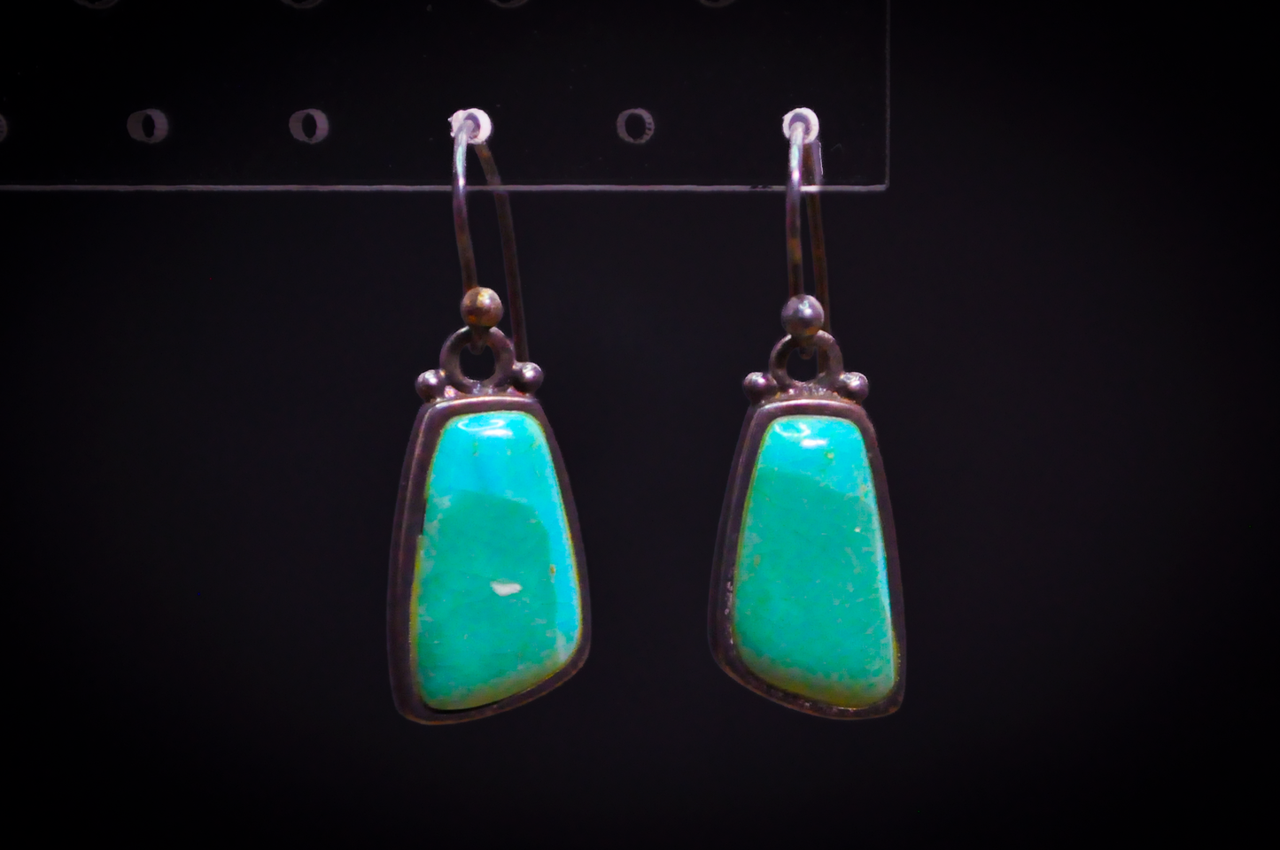 Barse Southwestern Style Turquoise Irregular Rectangle Earrings - Stamped and Tested Sterling Silver - Barse Jewelry