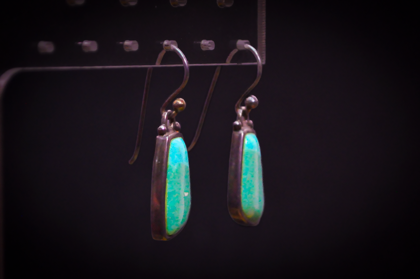 Barse Southwestern Style Turquoise Irregular Rectangle Earrings - Stamped and Tested Sterling Silver - Barse Jewelry