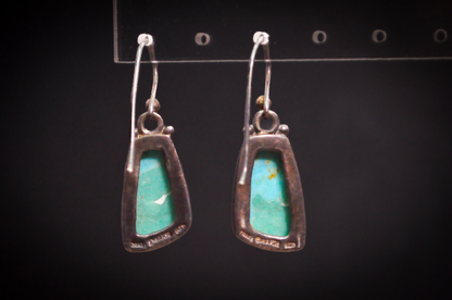 Barse Southwestern Style Turquoise Irregular Rectangle Earrings - Stamped and Tested Sterling Silver - Barse Jewelry