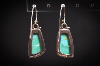 Barse Southwestern Style Turquoise Irregular Rectangle Earrings - Stamped and Tested Sterling Silver - Barse Jewelry