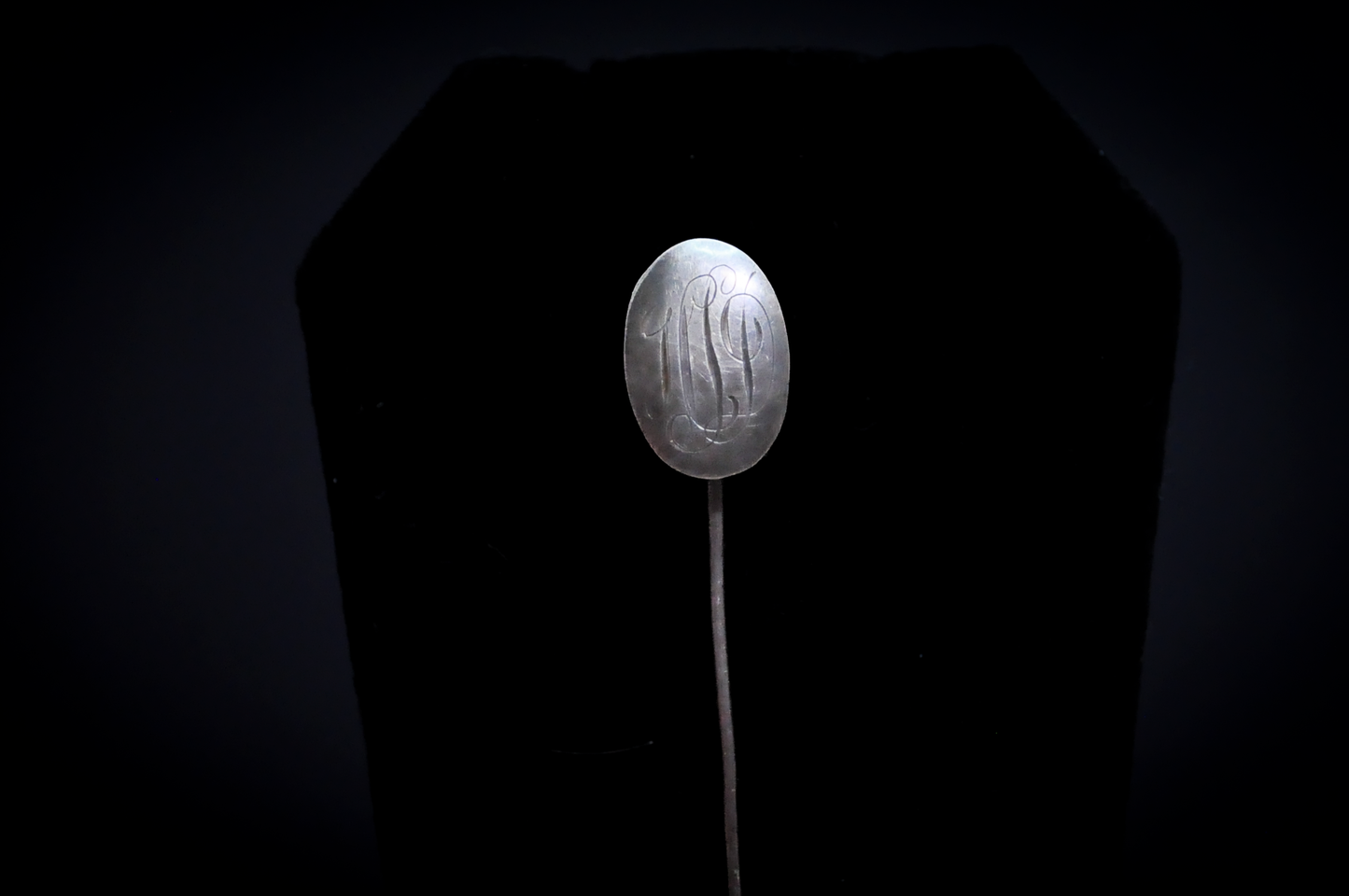 Vintage Sterling Silver  "JSP?" Initials Etched Stick Pin - 2.7 Inches - Stamped and Tested Sterling Silver - Cursive Initial Pin