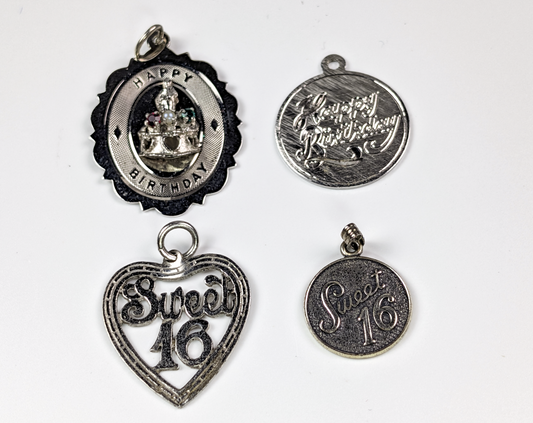 Lot of Sterling Silver Birthday Charms - Choose by Charm! - Stamped and Tested Sterling - Birthday Cakes - Sweet 16