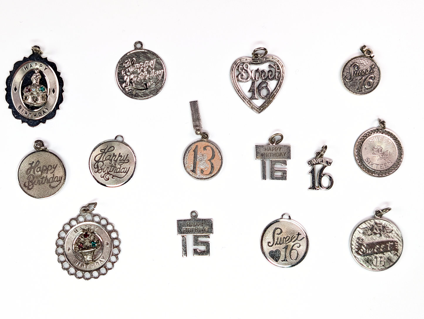 Lot of Sterling Silver Birthday Charms - Choose by Charm! - Stamped and Tested Sterling - Birthday Cakes - Sweet 16