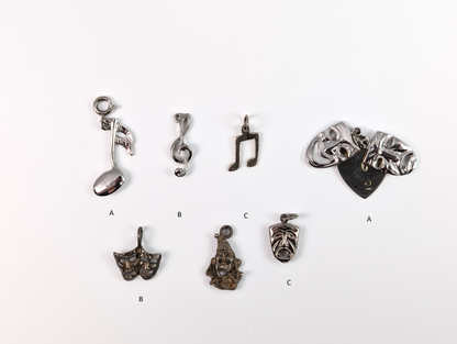 Sterling Silver Music/The Arts Charms - Choose by Charm! - Stamped and Tested Sterling - Dancing, Instruments, Music Notes