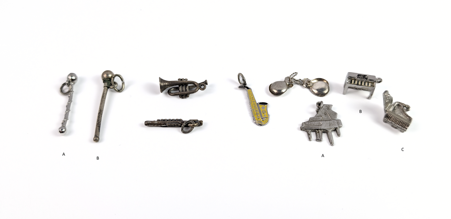 Sterling Silver Music/The Arts Charms - Choose by Charm! - Stamped and Tested Sterling - Dancing, Instruments, Music Notes
