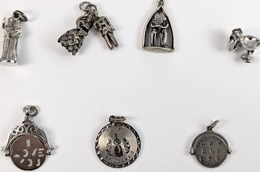Sterling Silver Wedding/Anniversary Charms - Choose by Charm! - Stamped and Tested Sterling - Bride and Groom, Glasses, Anniversary