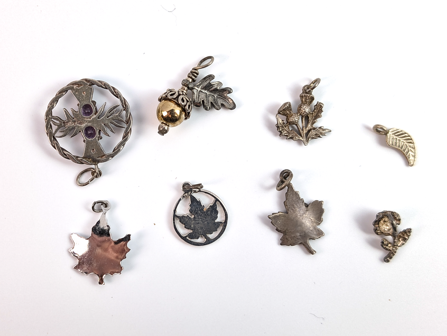Sterling Silver Floral and Leaf Charms - Choose by Charm! - Stamped and Tested Sterling - Maple Leaves, Tulips, Roses