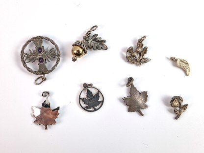 Sterling Silver Floral and Leaf Charms - Choose by Charm! - Stamped and Tested Sterling - Maple Leaves, Tulips, Roses