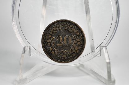 1859 Switzerland 20 Rappen - 1859 B Helvetica 20 Rappen - Swiss 20 Rappen 1859, Great Coin
