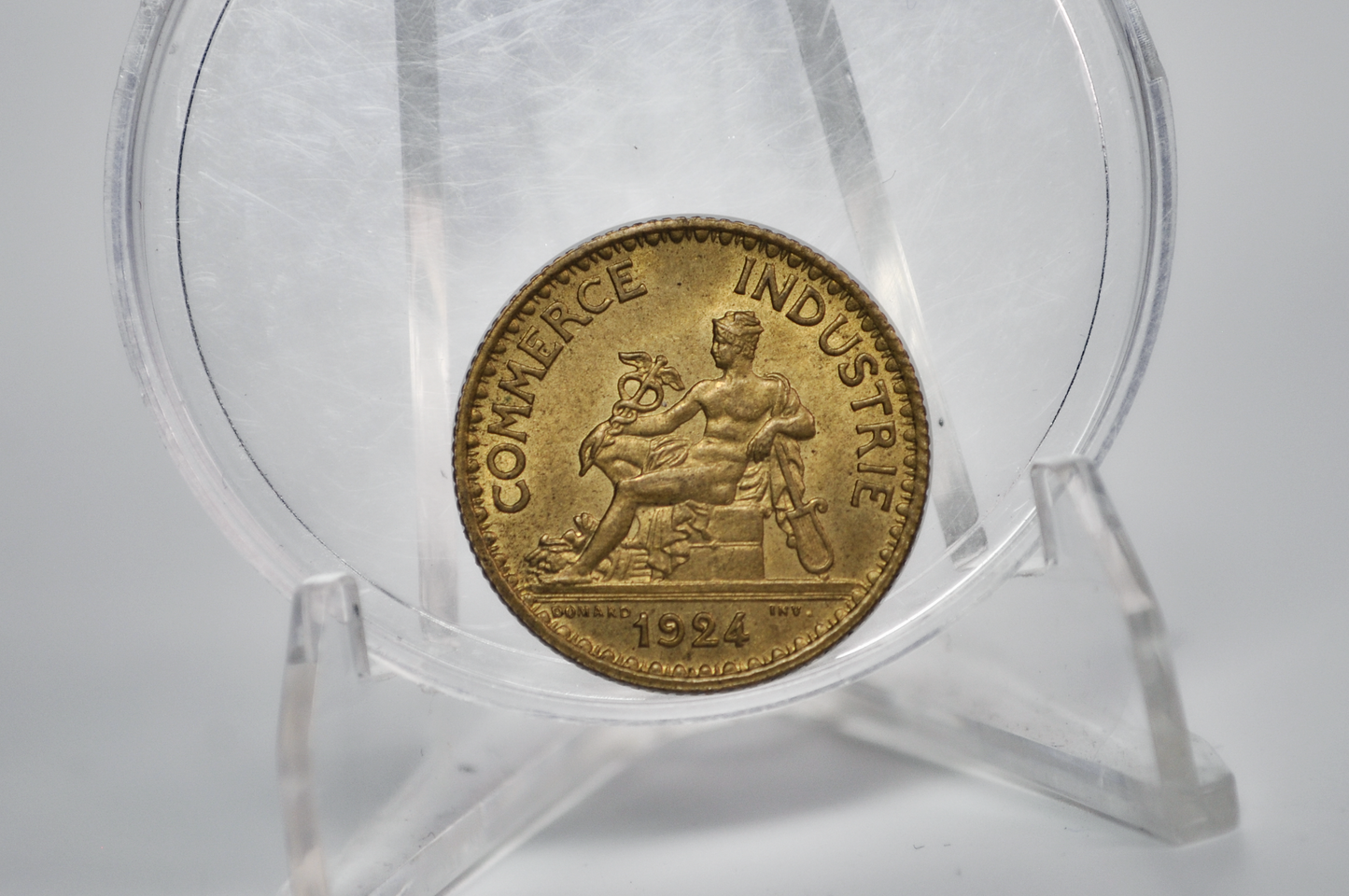 1924 French 1 Franc Coin - Uncirculated Condition - One Franc Coin - 1924 One Franc Coin 1924 French Coin Bon Pour 1 Franc Commerce Industrie