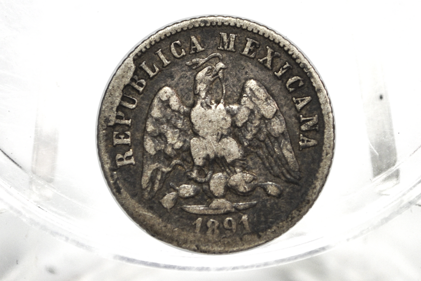 Rare 1891 Mexico 10 Cent GA S Guadalajara Mint - Die Break - Rarer Antique Mexican Coin - .9027 Silver