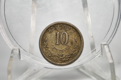 1892 Silver Centavos 10 Mexico - Mexican Ten Centavos 1892 Old Coin - Republic Mexicana 1892