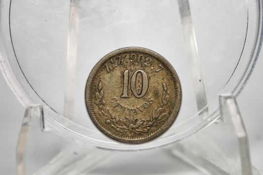 1892 Silver Centavos 10 Mexico - Mexican Ten Centavos 1892 Old Coin - Republic Mexicana 1892