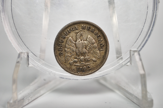 1892 Silver Centavos 10 Mexico - Mexican Ten Centavos 1892 Old Coin - Republic Mexicana 1892