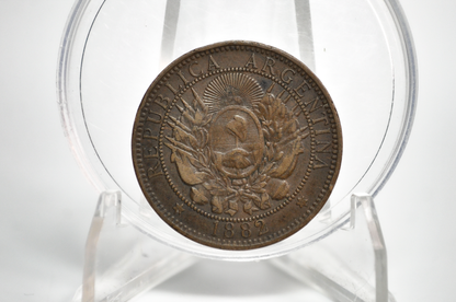 Very Rare 1882 Republic of Argentina Libertas Dos Centavos - VF-XF - Rare Year! - 1882 2 Centavos Argentina