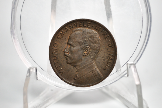 Rare 1909 Italian 5 Centesimo - UNC/Choice UNC - 1909 Five Cent Coin Italy - Vittorio Emanuele II - Copper - 1909 5 Cent