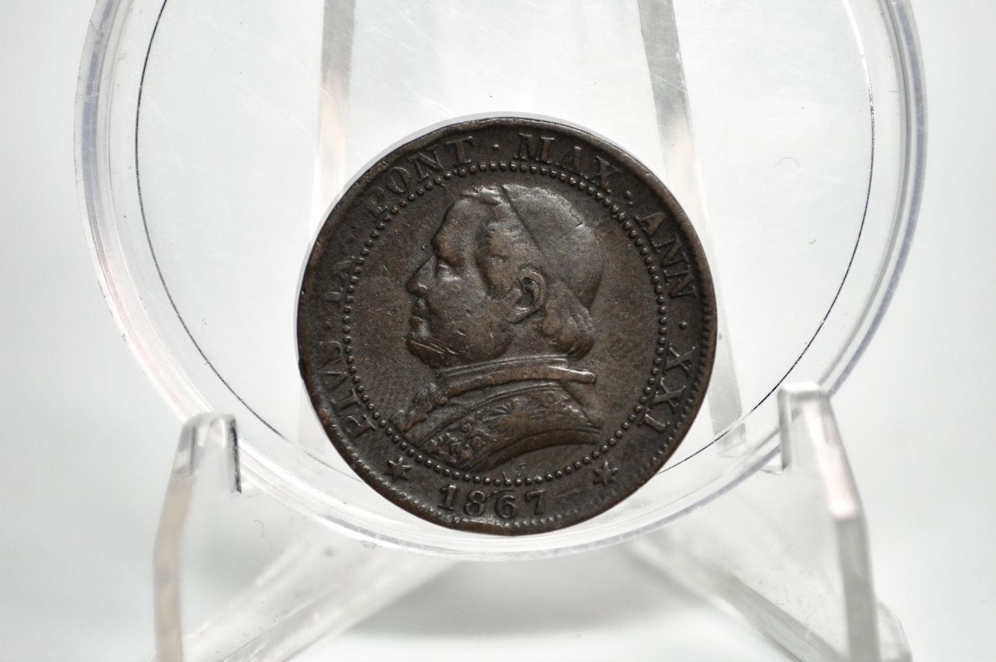 1867 1 Soldo Italian Papal States Vatican City Coin - Pope Pius IX Coin - Vatican City Pope Pius IX Coin