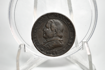1867 1 Soldo Italian Papal States Vatican City Coin - Pope Pius IX Coin - Vatican City Pope Pius IX Coin