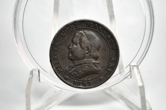 1867 1 Soldo Italian Papal States Vatican City Coin - Pope Pius IX Coin - Vatican City Pope Pius IX Coin