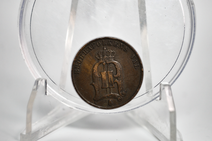 Rarer Year 1883 Swedish 2 Ore Coin - VF - 1883 Sweden Two Ore, Great for Birthdays, Jewelry, Collections, Sweden 2 Ore