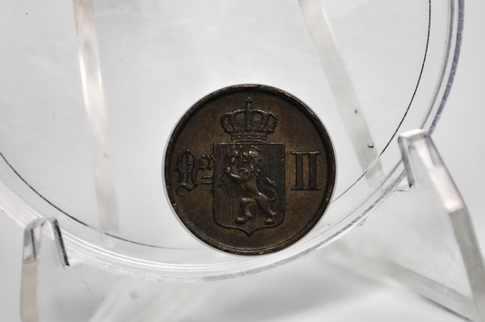 1891 Norway 1 Ore Coin - UNC Condition - Norwegian One Ore Coin 1891