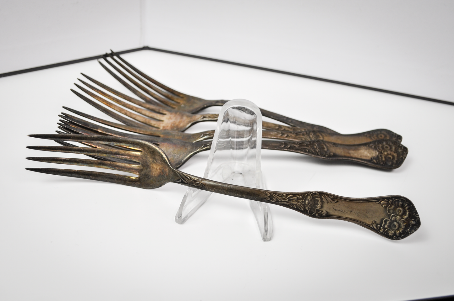 Set of 5 Antique Rogers Silver Apple Blossom Forks - Décor & Collections - Silver Forks - Floral Pattern 1906