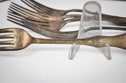 Set of 5 Antique Rogers Silver Apple Blossom Forks - Décor & Collections - Silver Forks - Floral Pattern 1906